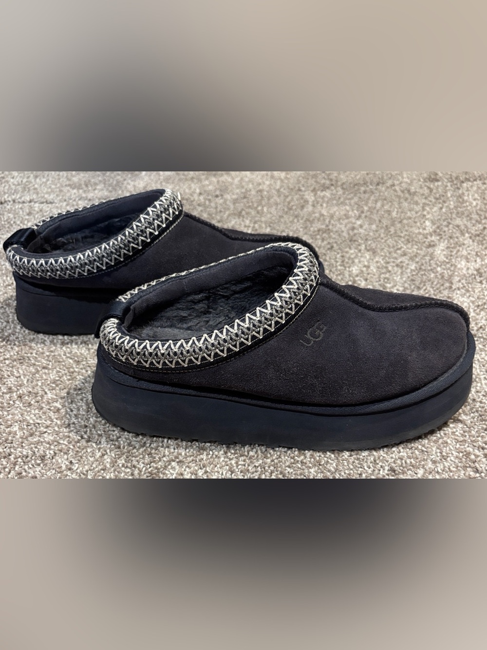 UGG Tazz II Suede Platform Clog Slippers in Dark Indigo